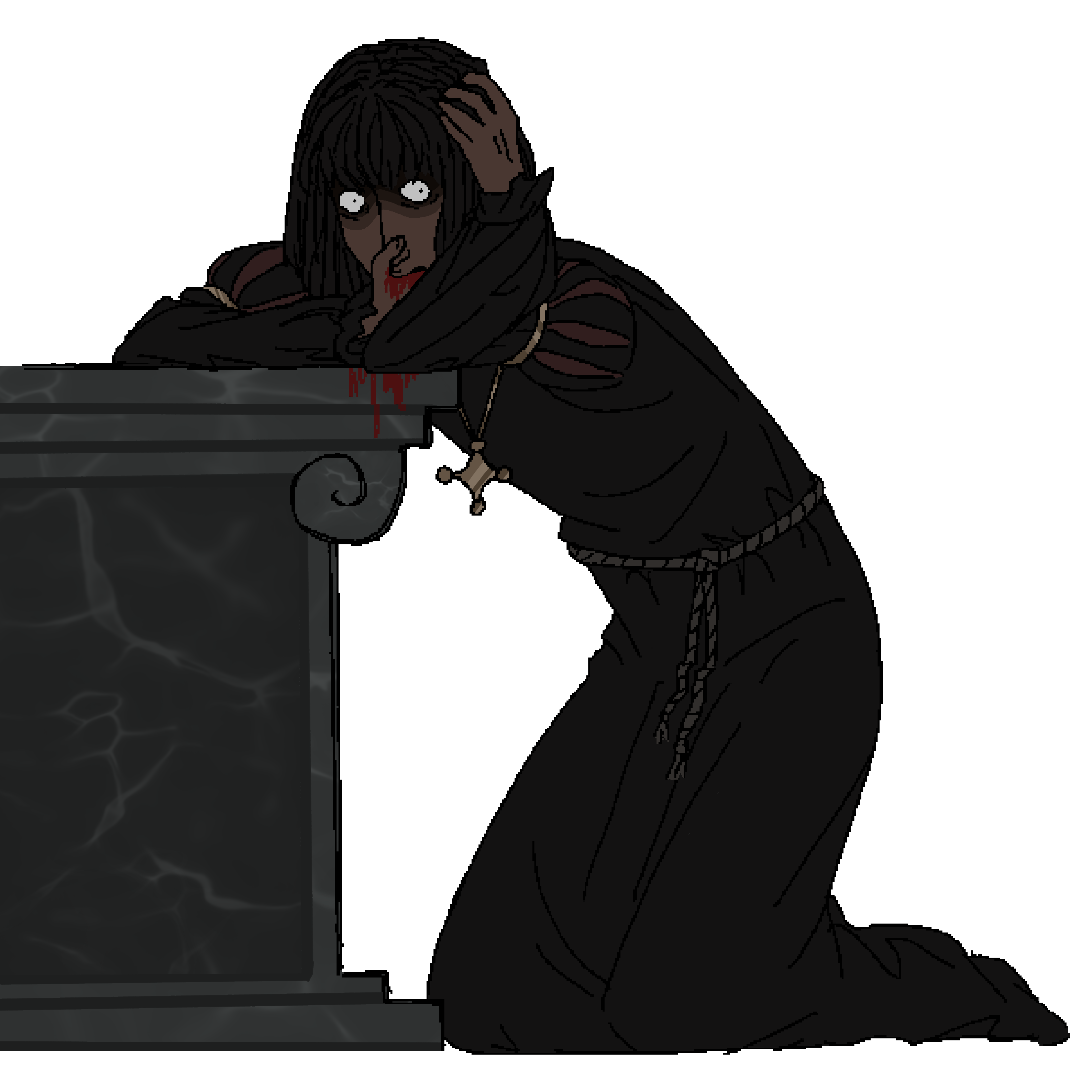 The player characters cut his tongue out :-(